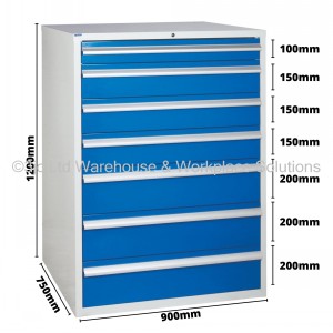 Euroslide Storage Cabinet 7 Drawer 1200mm